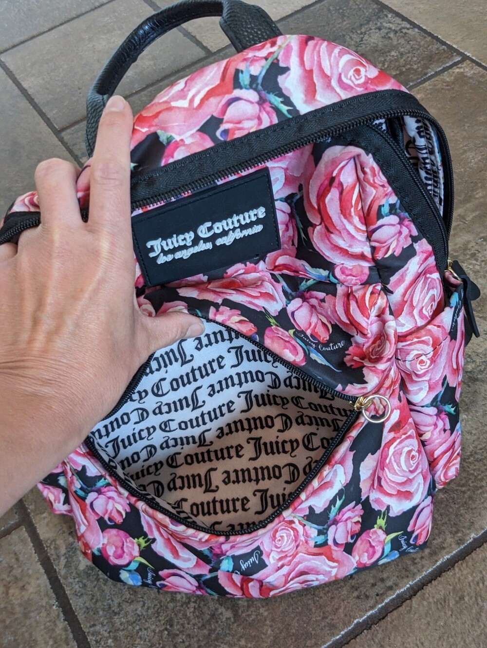 Juicy Couture Y2K Pink Floral Mini Chic Feminine Everyday School Work Backpack - Picture 10 of 17